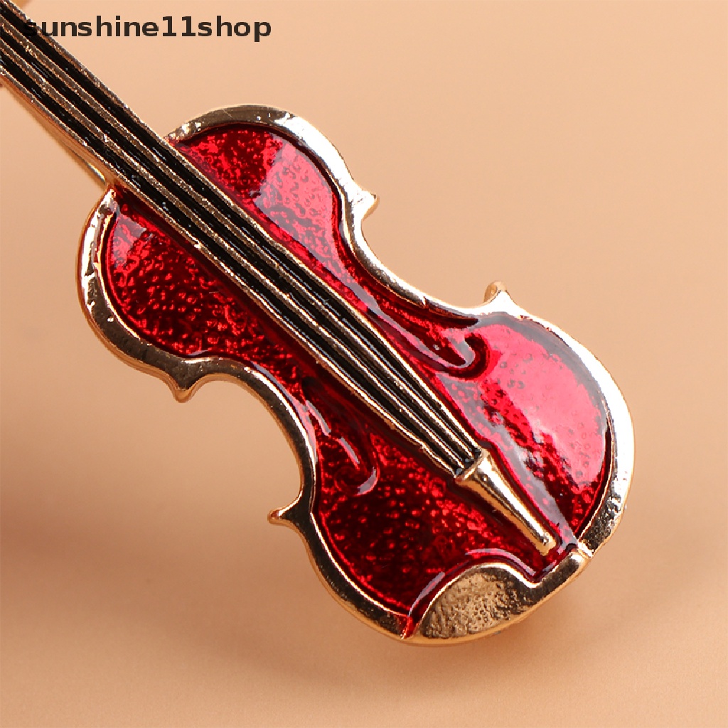 Sho 1Pc Fashion Elegan Merah Biola Pin Bros Lady Instrumen Brooch Perhiasan N