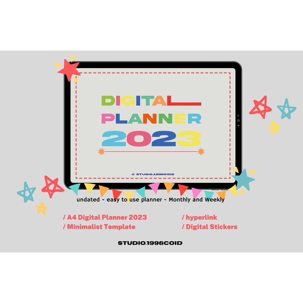 

DIGITAL PLANNER 2023 (A4), HYPERLINK, EASY TO USE, GOODNOTES, IPAD