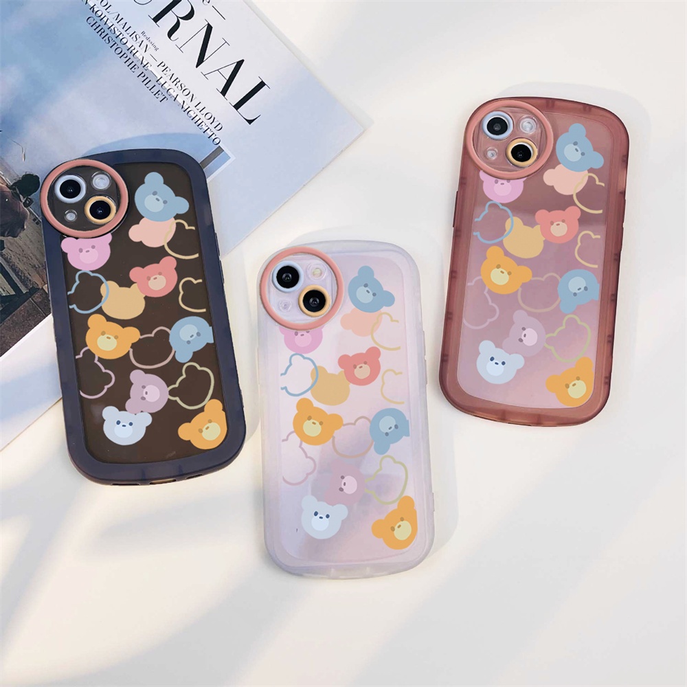 Soft Case Warna Warni Samsung A13 A03 A03S A02S A30S A11 A12 A51 A30 A50 A52 A20S A10S M11 M12 J7 Pro J7 Prime J4 Plus Kartun Beruang Lucu Silikon Fallable Phone Cover