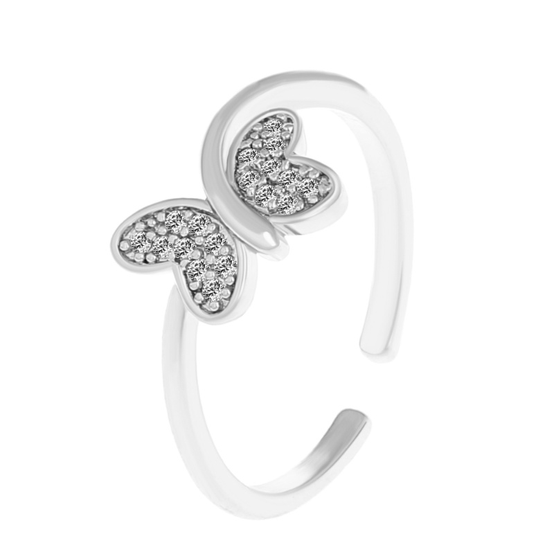 Fashion Cincin Kupu-Kupu Berlian Sederhana Temperamen Korea Golden Butterfly Adjustable Ring