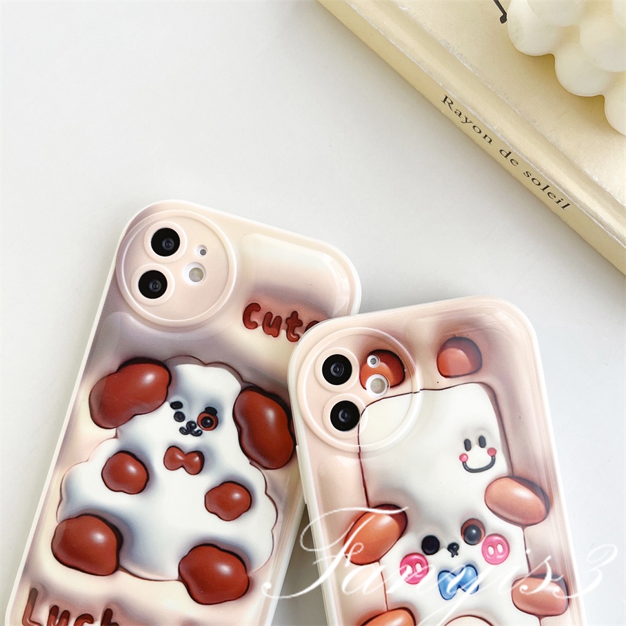 Compatible For iPhone 14 13 12 11 Pro Max X XR Xs Max 8 7 6 6s Plus SE 2020 Kompatibel Untuk Anjing Lucu 3D Vision Phone Case TPU Soft Cover Pelindung