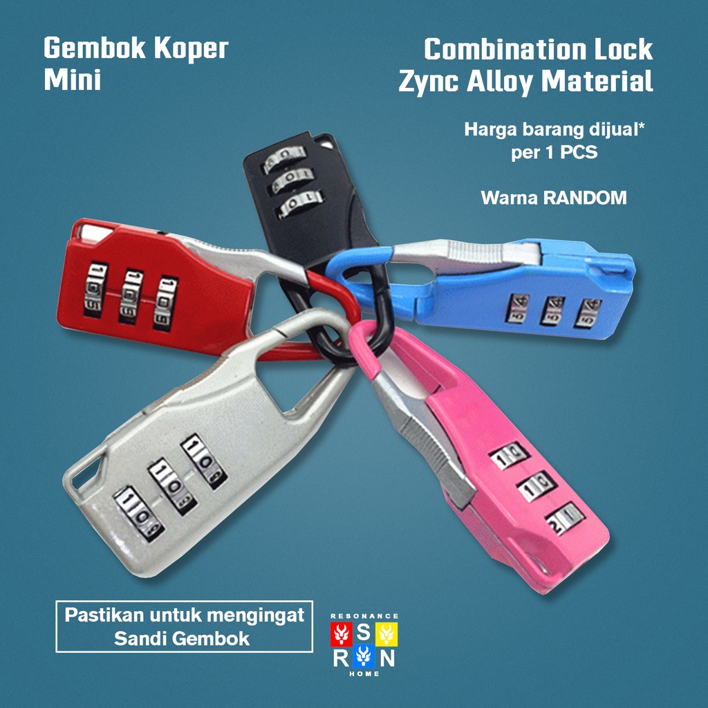 Gembok Nomor Mini Tas Bagasi / Gembok Tas Koper Mini Resonance Home