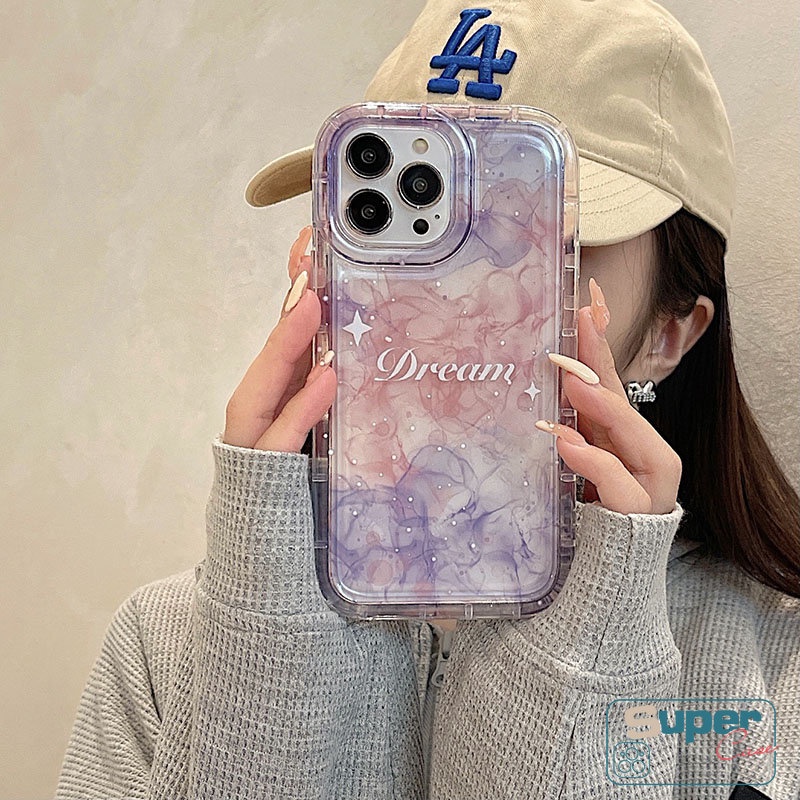 IPHONE Kompatibel Untuk Iphone11 Pro 7Plus 8Plus XR X 6Plus XS Max11 13 12 14 Pro Max Fantasi Langit Berbintang Lembut Tpu Case Gradien Bintang Bulan Pewarna Shockproof Airbag Pasangan Ponsel Cover