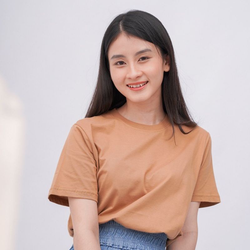 Baju Kaos Basic Polos Warna Coklat muda 30s Unisex
