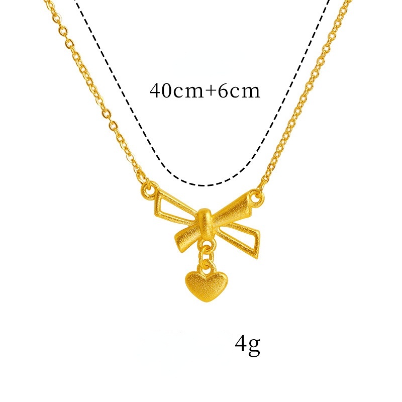 Goldkingdom Fashion Perhiasan 24 K Bangkok Aksesoris Ready Stock Baru Busur Liontin Manis Lucu Wanita Segar Kalung