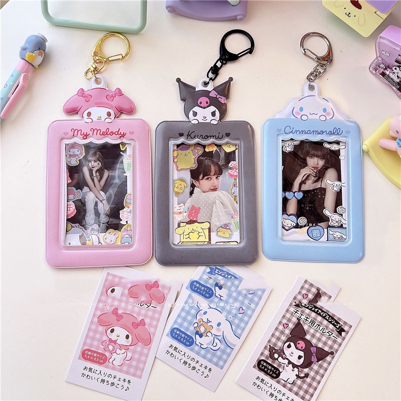 Sanrios Sweet Korean ID Photo Protect Case Gantungan Kunci Kuromi HelloKitty My Melody Phone Protector Bag Gantungan Kunci Mobil