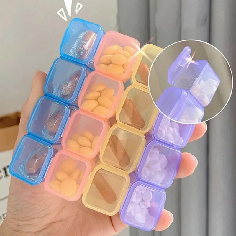 28kisi Warna-Warni Mini Kecil Desktop Storage Box Portabel Perjalanan Wadah Penyimpanan Perhiasan Untuk Cincin, Kalung, Anting Kuku Seni Berlian Sortir Case Serbaguna Transparan