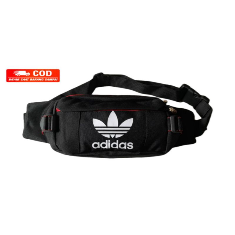 TAS SELEMPANG TAS PINGGANG TAS WAISTBAG HITAM POLOS PRIA WANITA