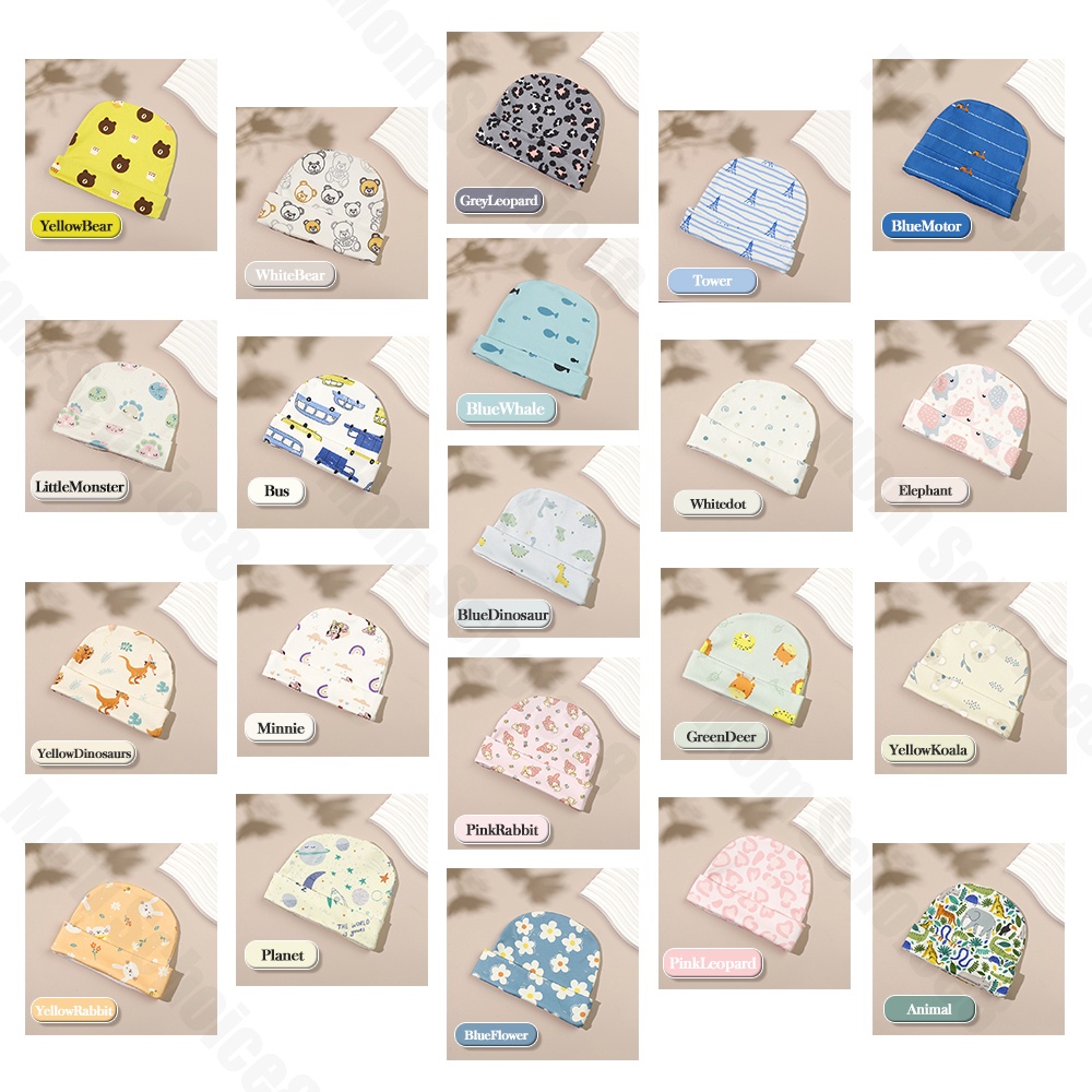 Mom Schoice Topi Bayi Newborn lucu Topi Kupluk Bayi Perlengkapan Bayi Baru Lahir Topi Bulat Bayi