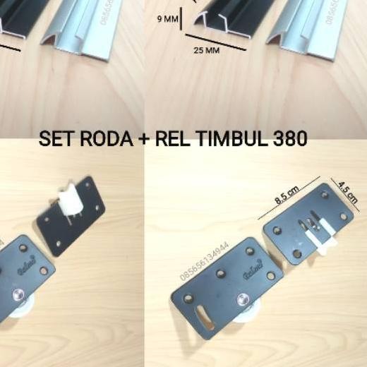 ✈ Set Roda PLUS Rel Timbul 380 Pintu Lemari Pakaian Sliding / Geser ( 1,5 Mtr ) 2 Pintu Kitchen Set 