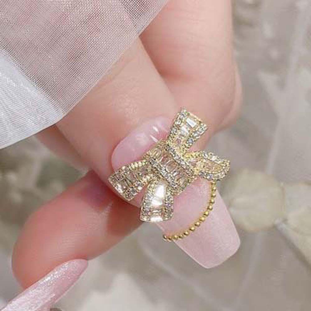 Augustina Bow Nail Dekorasi Mewah Fashion Nail Charms Ikatan Simpul Manikur Aksesoris 3D Nail Drills