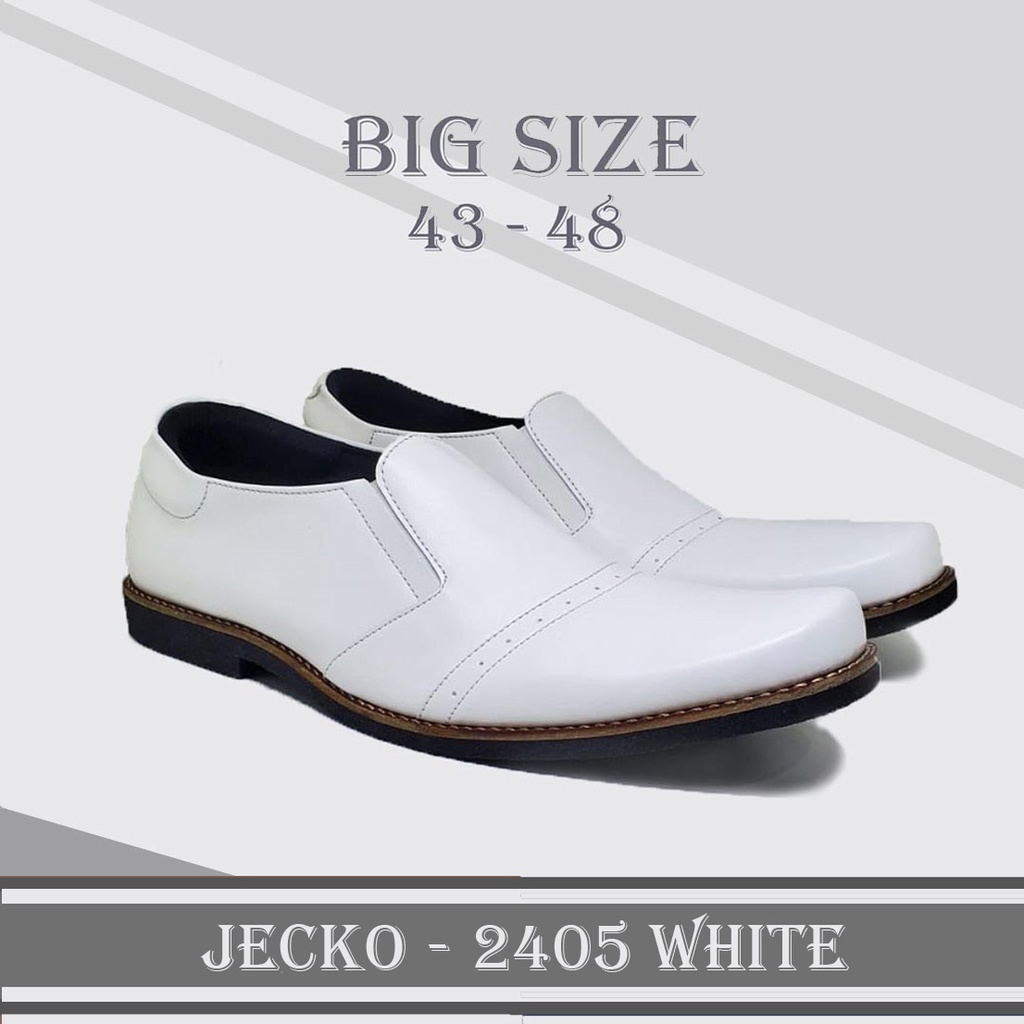 JECKO CHAN X ZAGIB | Sepatu Pria Pantofel Warna Putih Big Size Oxford Slip Formal Ukuran Besar 44-45-46-47-48