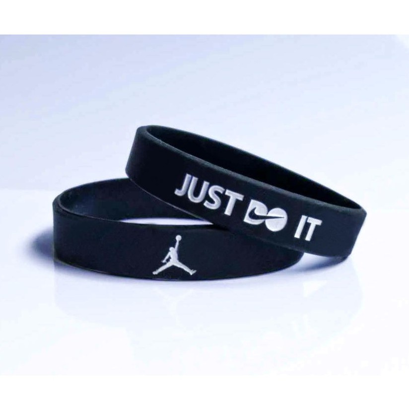 BRACELET TANGAN PRIA - GELANG KARET SPORT ORIGINAL JOR BLACK L WHITE
