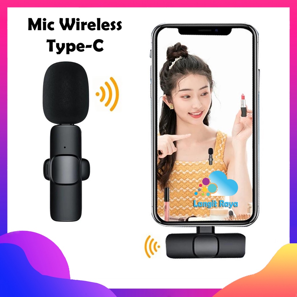 Mic Wireless Clip On Type C Hp Laptop Microphone Wireless Klip Tanpa Kabel Mikrofon Vlog Podcast You