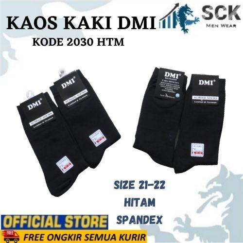 Kaos Kaki Sekolah Panjang DMI 2030 Polos Hitam / Kaos Kaki TK SD SMP DMI 2030 Premium