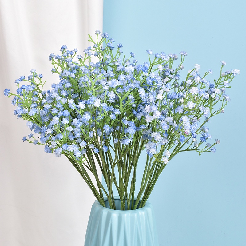 [Unggulan] 60 cm 1 Pc Biru Pink Ungu Gypsophila Bunga Palsu Rangkaian Bunga DIY Karangan Bunga Putih Sutra Plastik Baby Breath Dekorasi Pernikahan Rumah