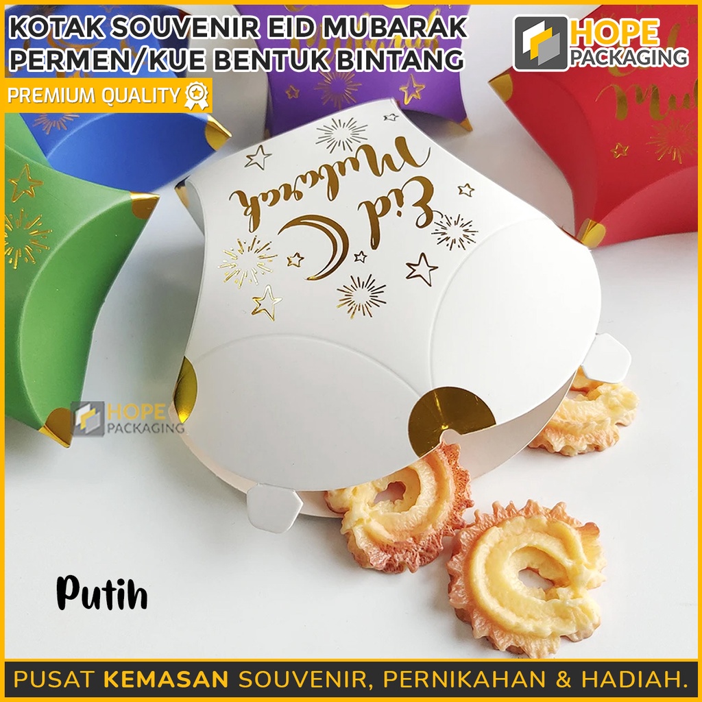 [ ISI 5 PCS ] Kotak Souvenir Eid Mubarak permen/kue bentuk bintang + pita / Kotak Kue/Gift Box Lebaran/Idul Fitri