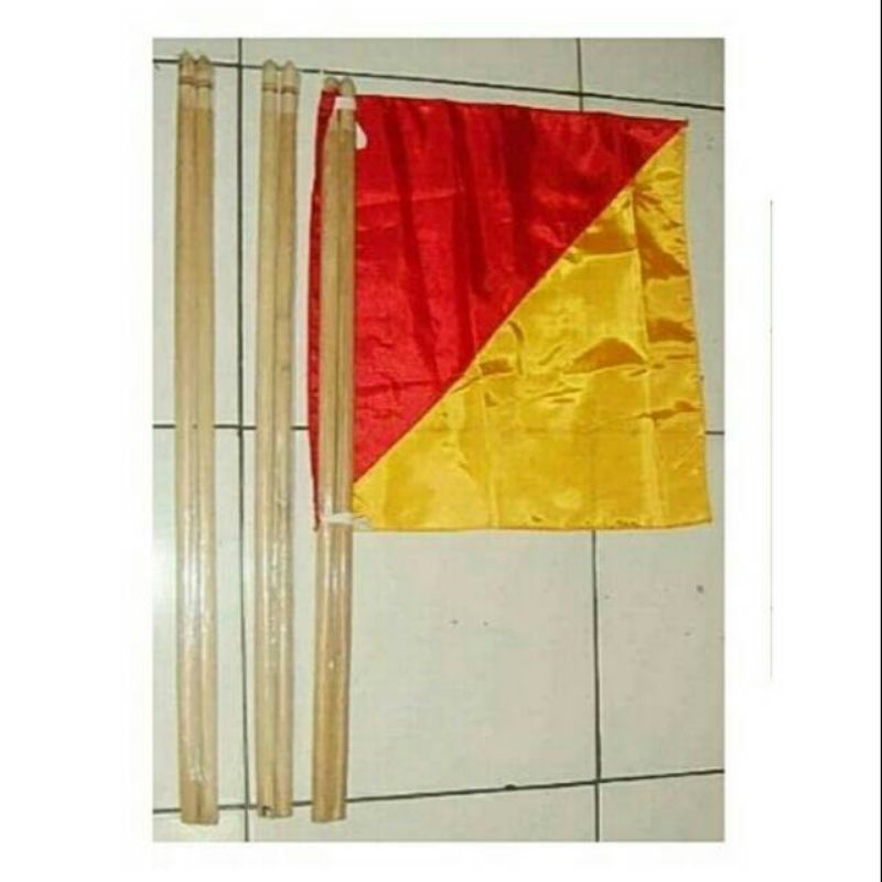 (1 PSG) BENDERA SEMAPUR KUNING MERAH + (2 PCS) TONGKAT BENDERA/BENDERA SEMAPUR/bendera semaphore