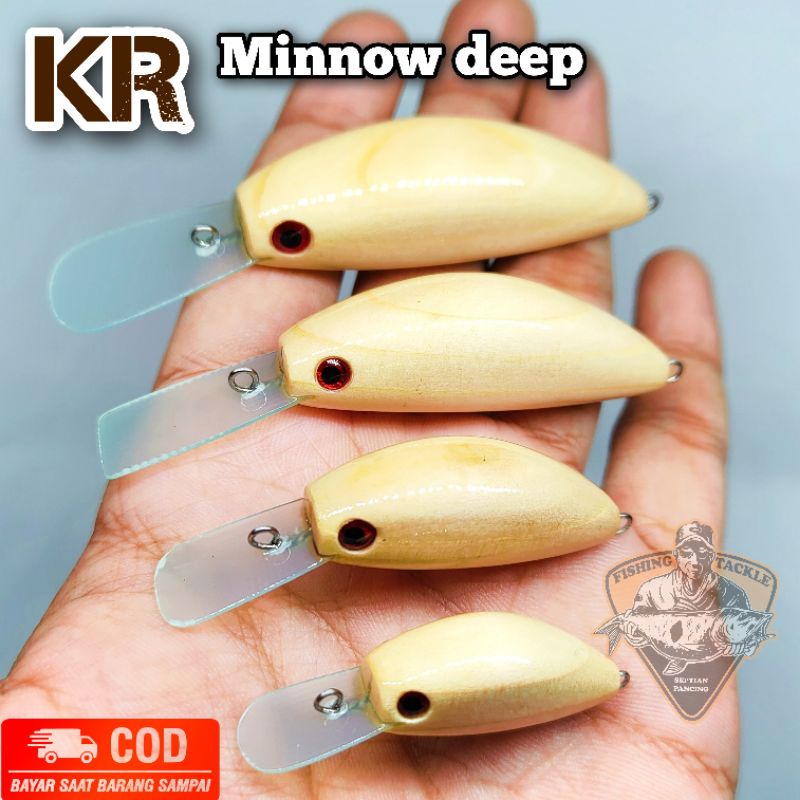 Minnow Deep KR Lure Umpan Casting Wooden Lure