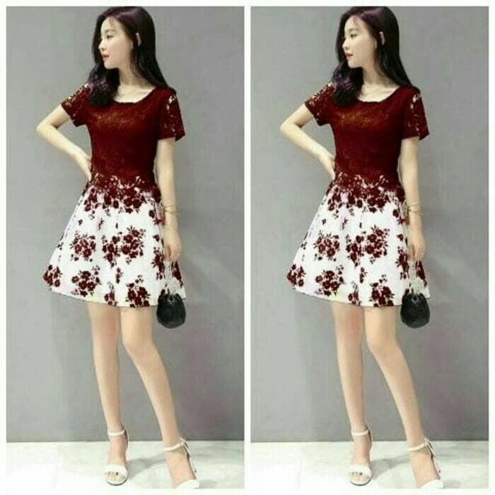 GAUN PESTA NATAL / MINI DRESS BROKAT / DRESS KEKINIAN / DRESS REMAJA