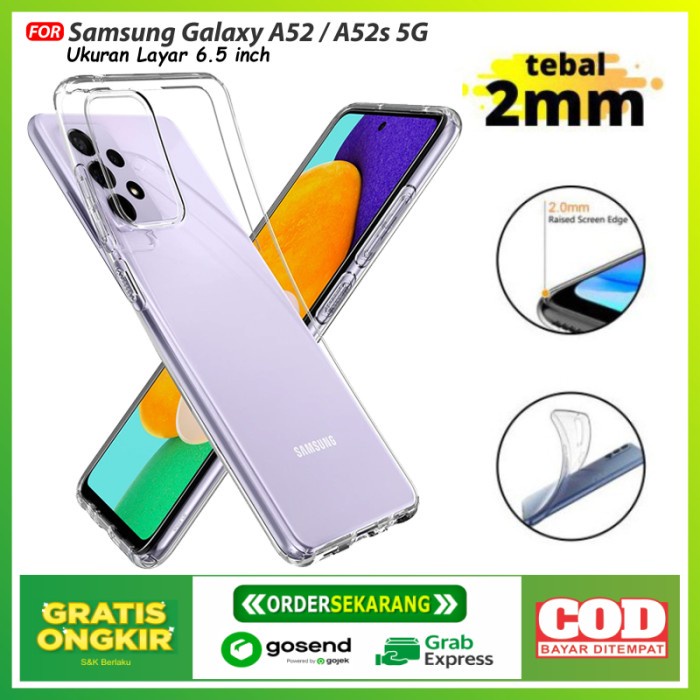 CASE COVER CC- CASING COVER Case Samsung Galaxy A52 A52s 5G Softcase Premium Transparant TPU 2mm Clear Case Super Tebal Bahan Premium