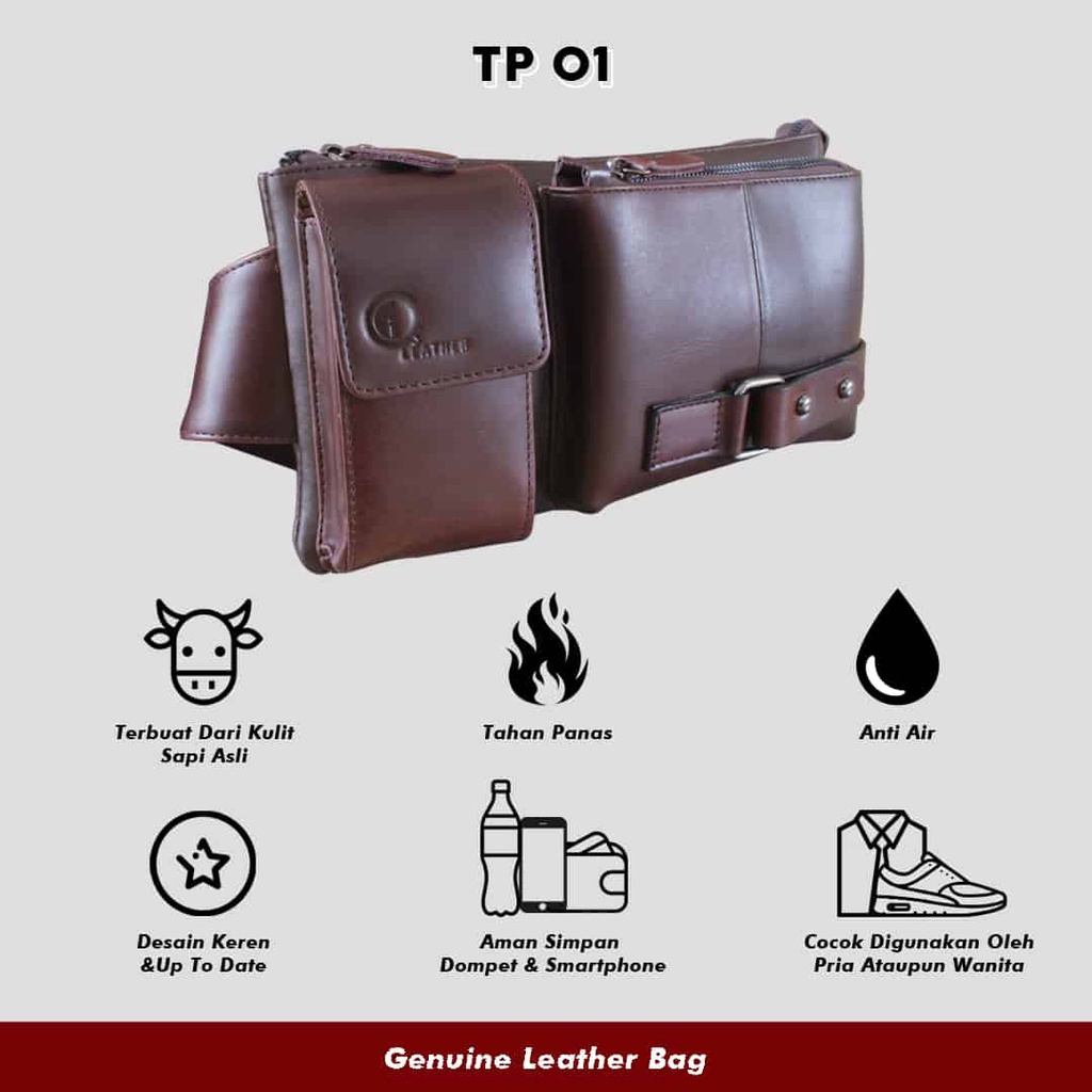 Tas Slempang Pria Kulit Sapi Asli Original Tas Slingbag Pria Kulit Sapi Asli TP01