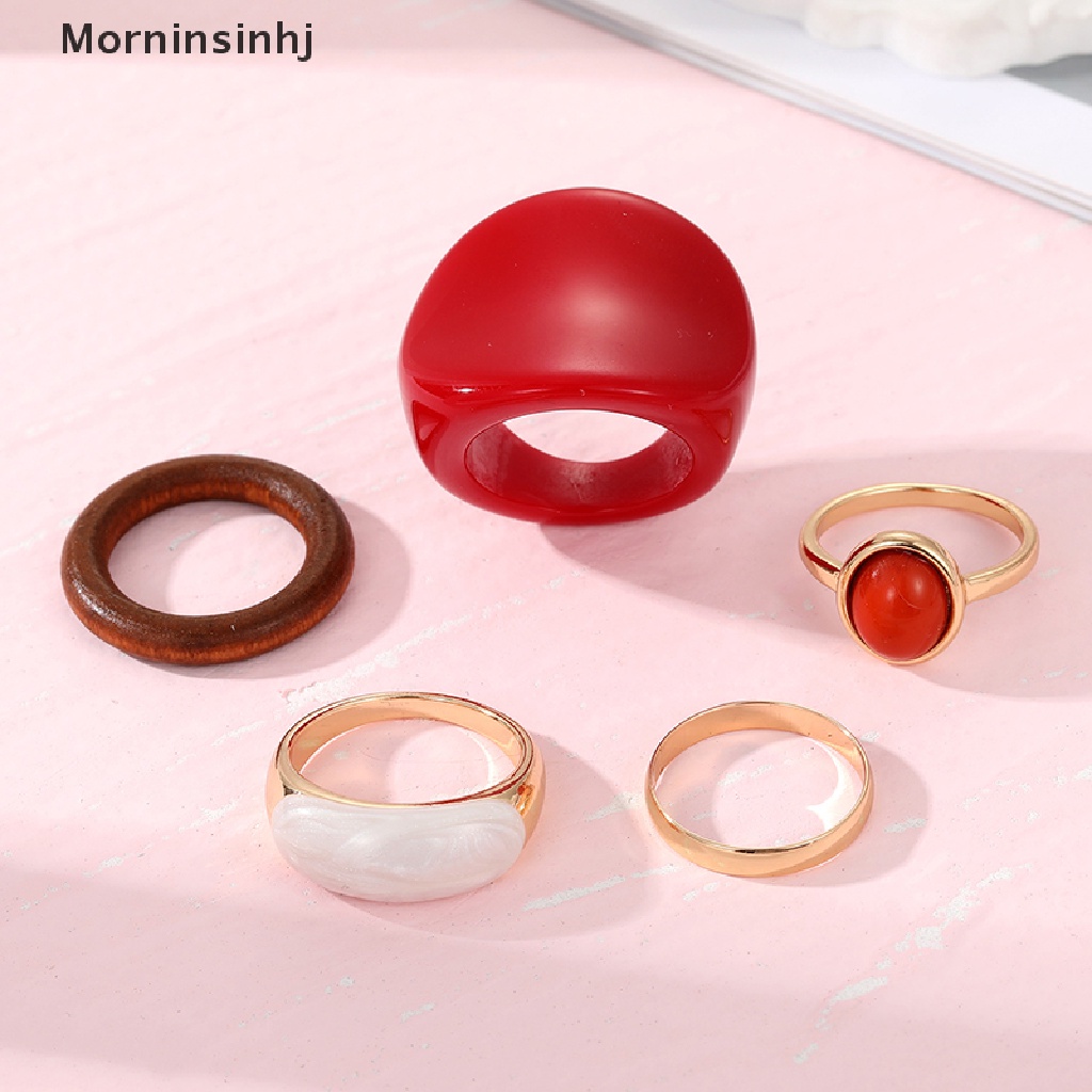 Mornin 5/6Pcs Emerald Ring Knuckle Rings Untuk Wanita Gadis Fashion Perhiasan Aksesoris Wanita Gadis Knuckle Ring Finger Rings Set Hadiah id