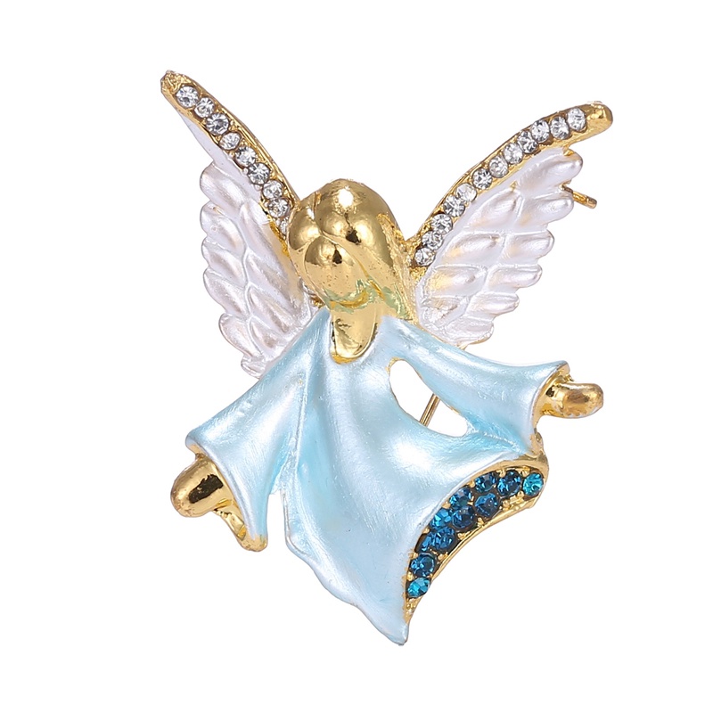 Cute Angel Alloy Bros Untuk Wanita Gadis Enamel Retro Berlian Imitasi Pernikahan Lapel Pin Brooch Perhiasan Hadiah