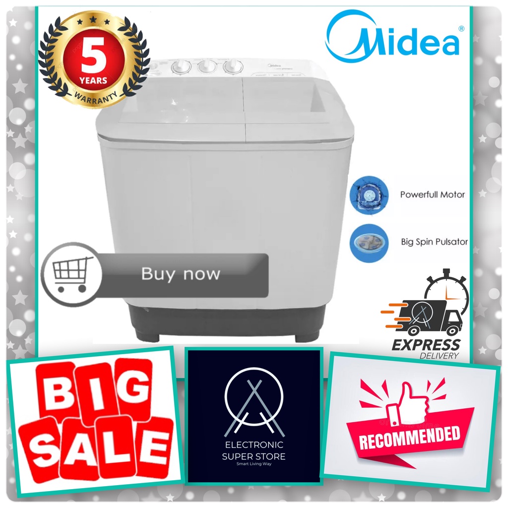 MESIN CUCI MIDEA MTD79NTG MTD79 2 TABUNG 6KG SUPER BIG SPIN PULSATOR POWERFULL MOTOR TWIN TUB MIDEA