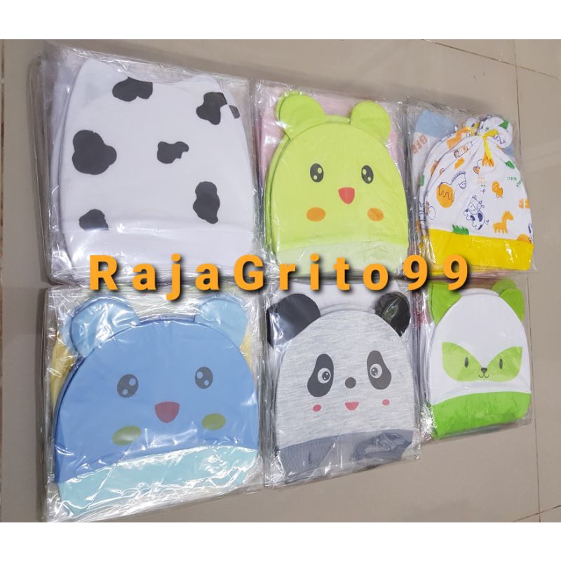 Topi Bayi Karakter isi 1 Lusinan / Kupluk Bayi 12 PCS Grosir