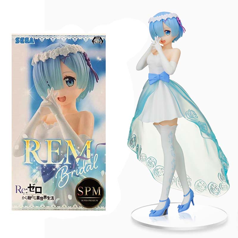 Life In A Different World From Zero Anime Figure Rem Wedding Dress Gaun Kristal PVC Anime Action Figure Model Koleksi Mainan Untuk Anak Perempuan