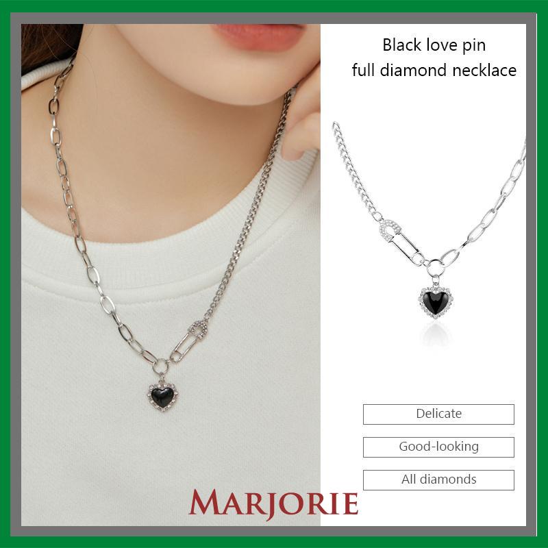 Kalung Titanium Love Hitam Korea Retro Hip Hop Gaya Necklace Aksesori Fashion-MJD