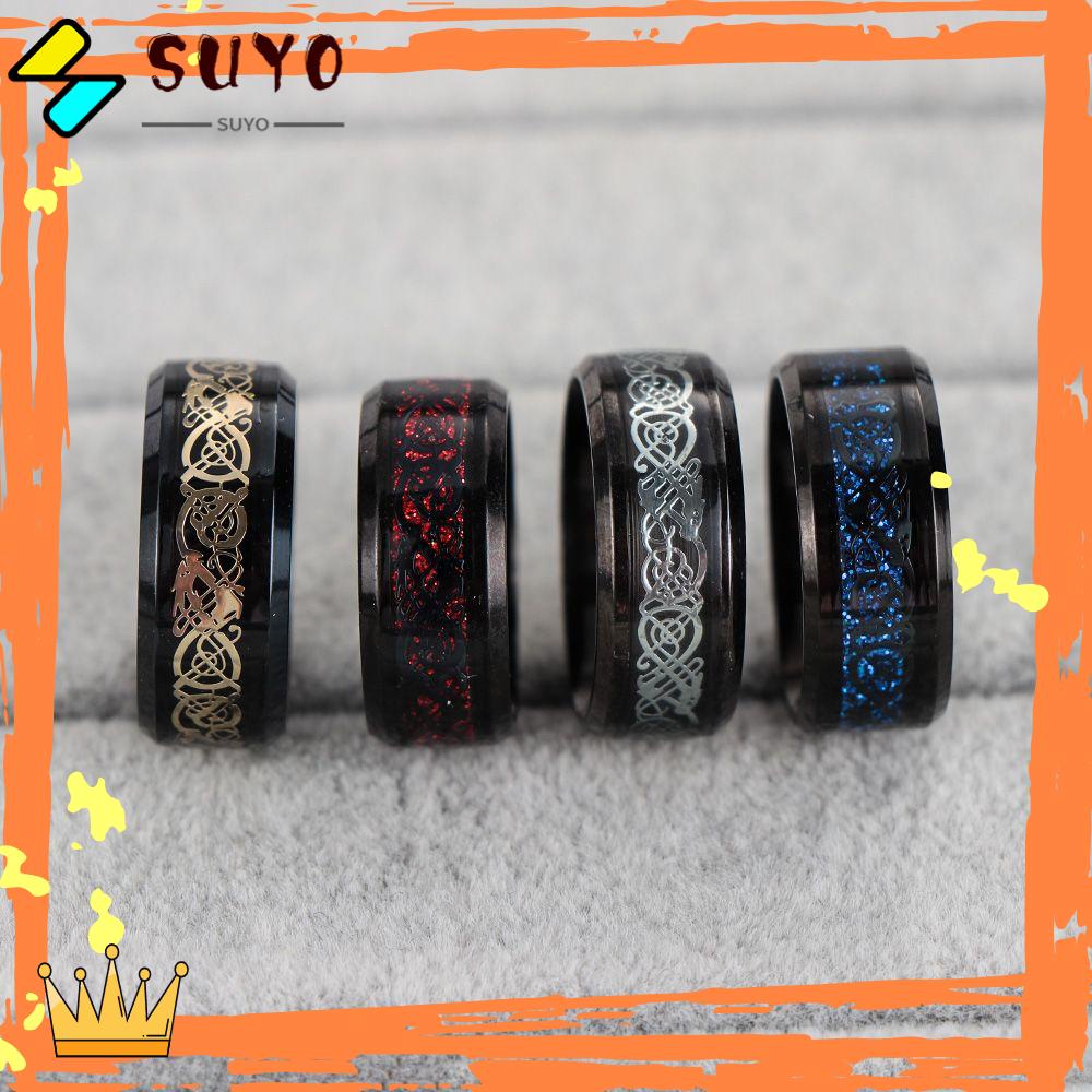 Suyo Cincin Pria Hadiah Naga Celtic Hitam Anti Karat