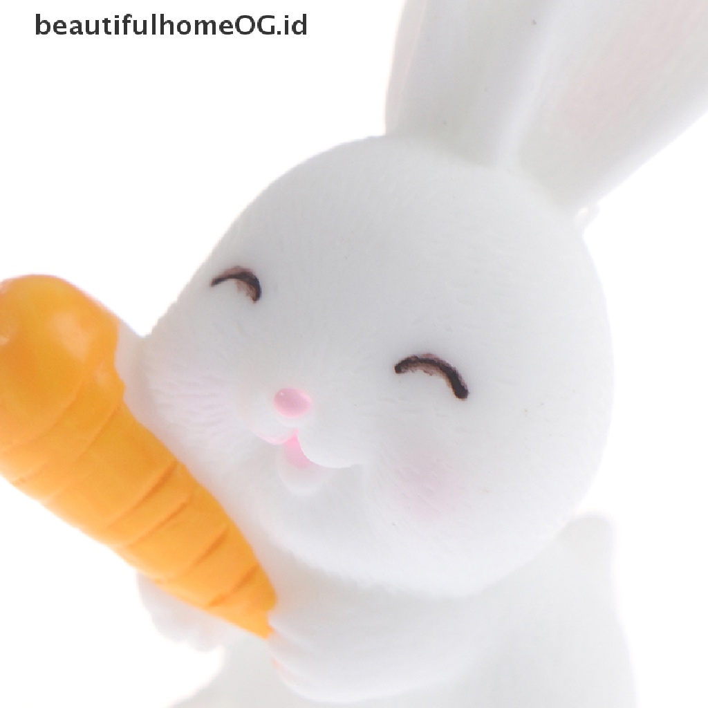 // Beautifulhomeog.id// 4Pcs Easter Rabbit Carrot Miniatur Dekorasi Taman Mini Bunny Easter Cupcake Decor **