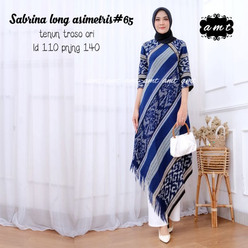 Dress Batik Tunik Longdress Asimetris Tenun Troso Jepara Ori