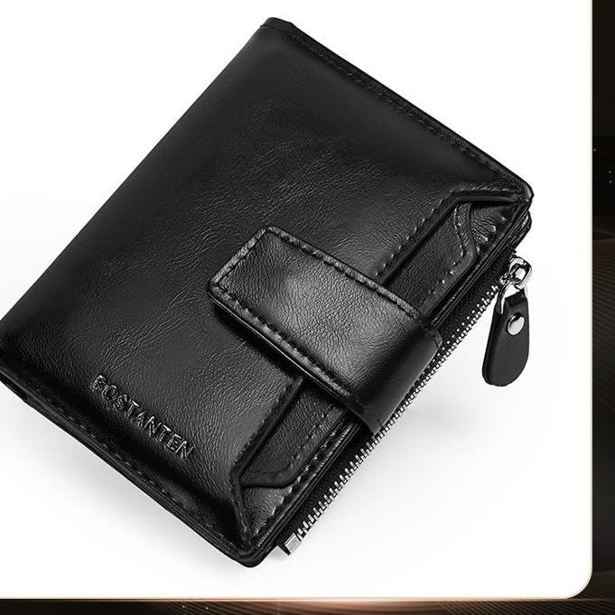 ✩ BOSTANTEN Dompet Pria Pendek Elegan Kulit PU Hitam/Coklat ✬
