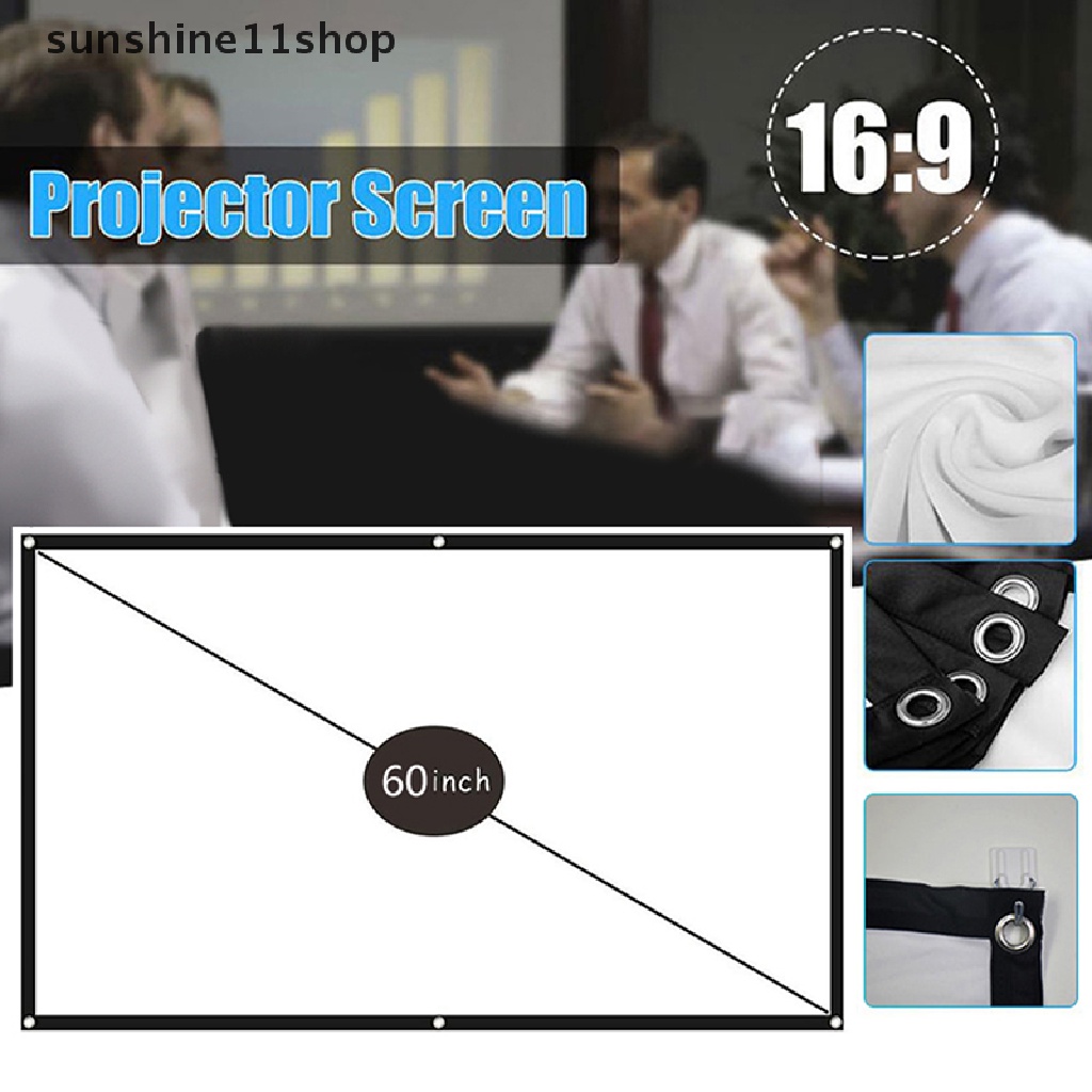 Sho Layar Proyektor Portable Lipat 60inch Layar Proyeksi 16: 9hd Dengan Pengait Mini Home Theater Proyektor Tirai Film Layar N