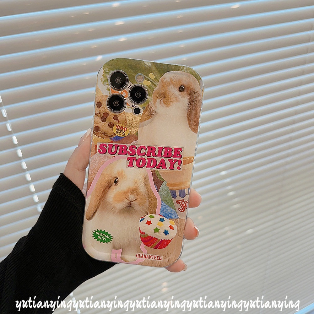 IPHONE Shockproof Airbag Casing Kompatibel Untuk Iphone14 13 11 12 Pro Max XR 6 6S 7 8Plus X XS Max SE 2020 11 Pro Max Ins Panas Lucu Kartun Kelinci Kue Cookie Lembut TPU Case Cover