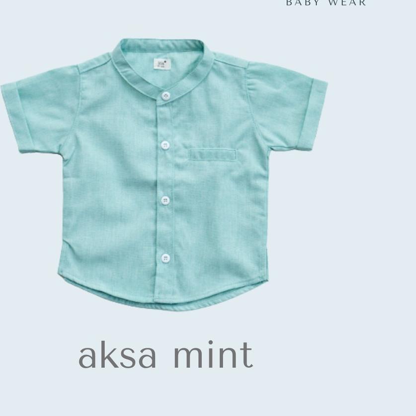 ▲ Iris Baby Wear - Atasan Kemeja Bayi Koko Anak Laki Laki Polos Lengan Pendek Bayi Kemko Anak Hijau 