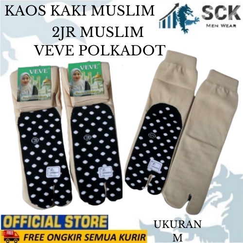 Kaos Kaki Wanita 2JR MUSLIM VEVE POLKADOT UKURAN S, M, L MOTIF Panjang Betis / Kaos Kaki Wanita Muslimah Betis