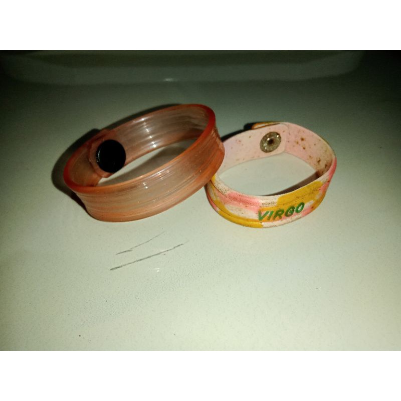 Gelang bahan karet motif pink dan virgo (preloved)