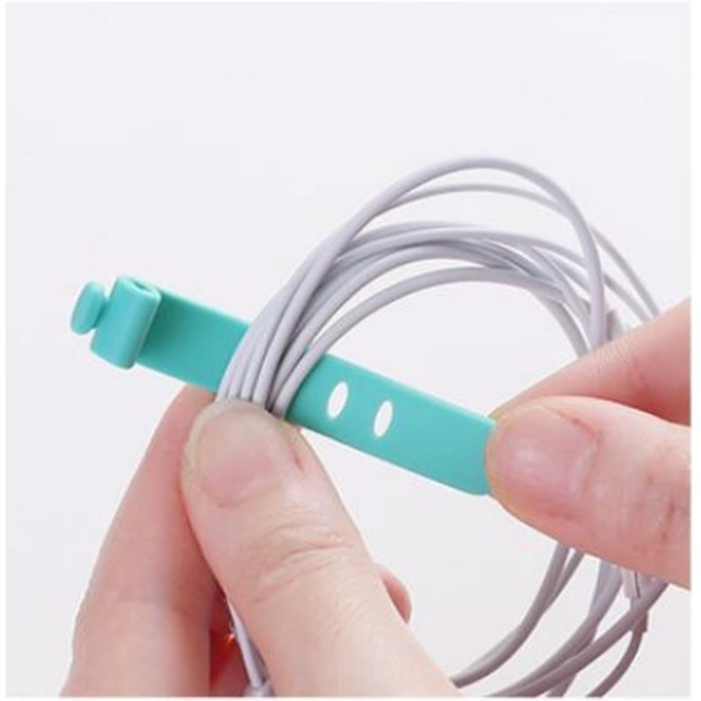 Pengikat Kabel Silicone Polos Cord Cable Penggulung Kabel Charger Headset Set isi 4 pcs