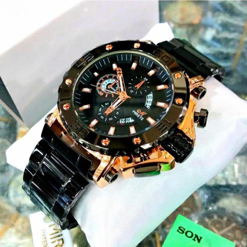 MIRETE EDITION JAM TANGAN pria Mirete Original TANGGAL Aktif Strap Rantai Stainless Free Box | Jam T