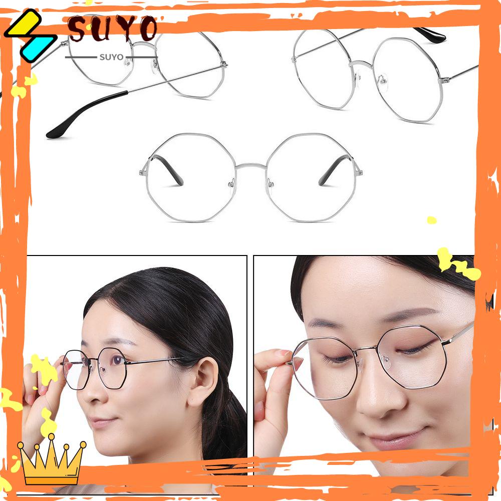 Suyo Kacamata Anti-Biru Fashion Octagon Metal Vision Care