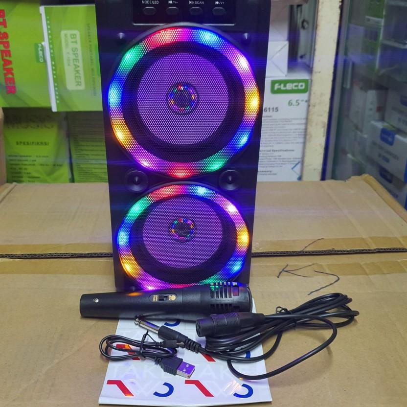 ☚ COD Speaker Bluetooth Fleco F 6582 LED Bonus Mic/Salon Fleco/Speaker Karaoke FLeco F-6582/Salon Bl