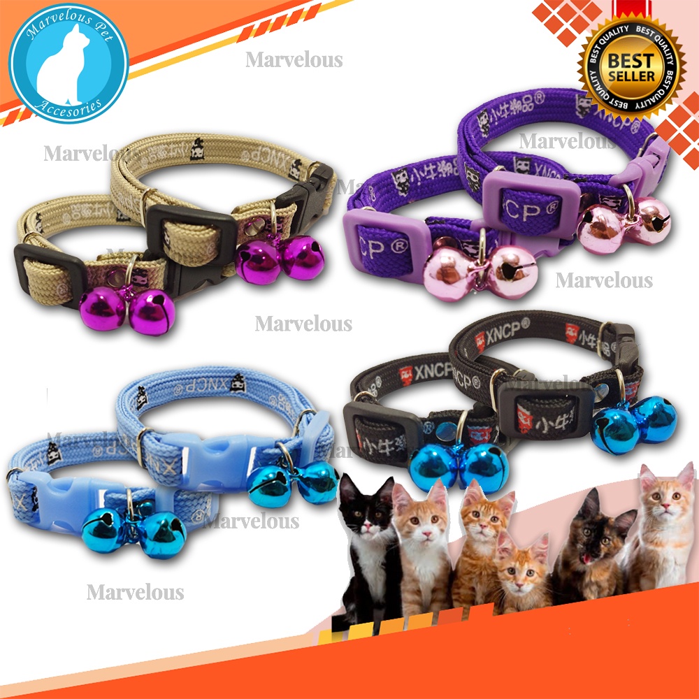 Kalung Kucing Lonceng Besar Bahan Empuk  ( lonceng 12 mm isi 2 pcs )