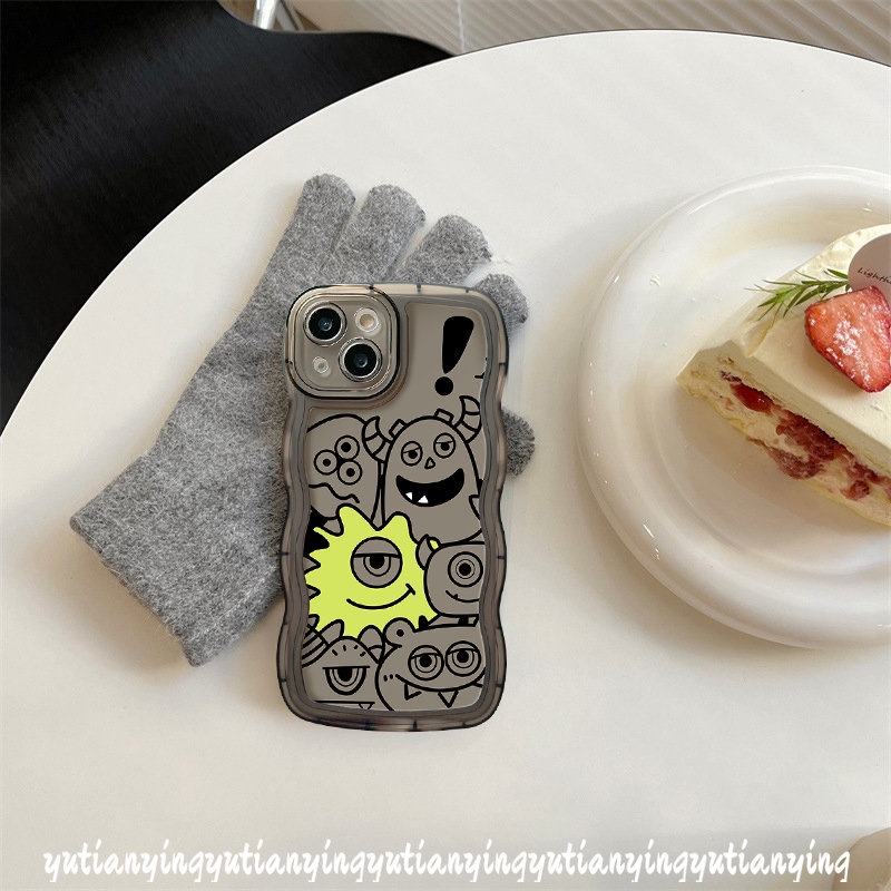 Kartun Cute Little Monster Case Oppo A17 A16 A7 A77s A9 A53 A12 A96 A15 A57 A3s A54 A17K A95 A16s A74 A5s A55 A76 A1k A77 A5 A16K A52 Reno 5F 7Z 86 Soft Tpu Wavy Edge Back Sarung