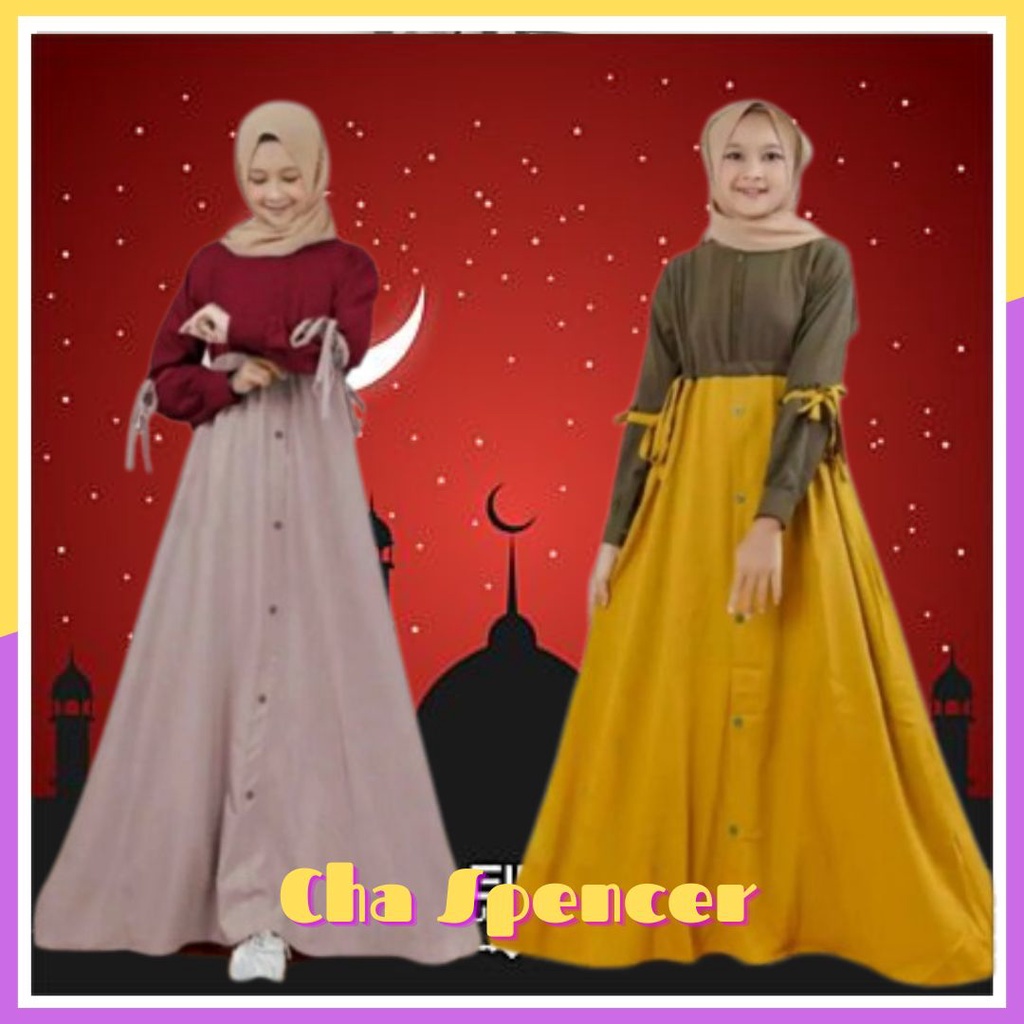 Busana Muslim Baju Gamis Anak Perempuan Remaja Tanggung Usia 12 13 14 Tahun Pesta Lebaran Idul Fitri
