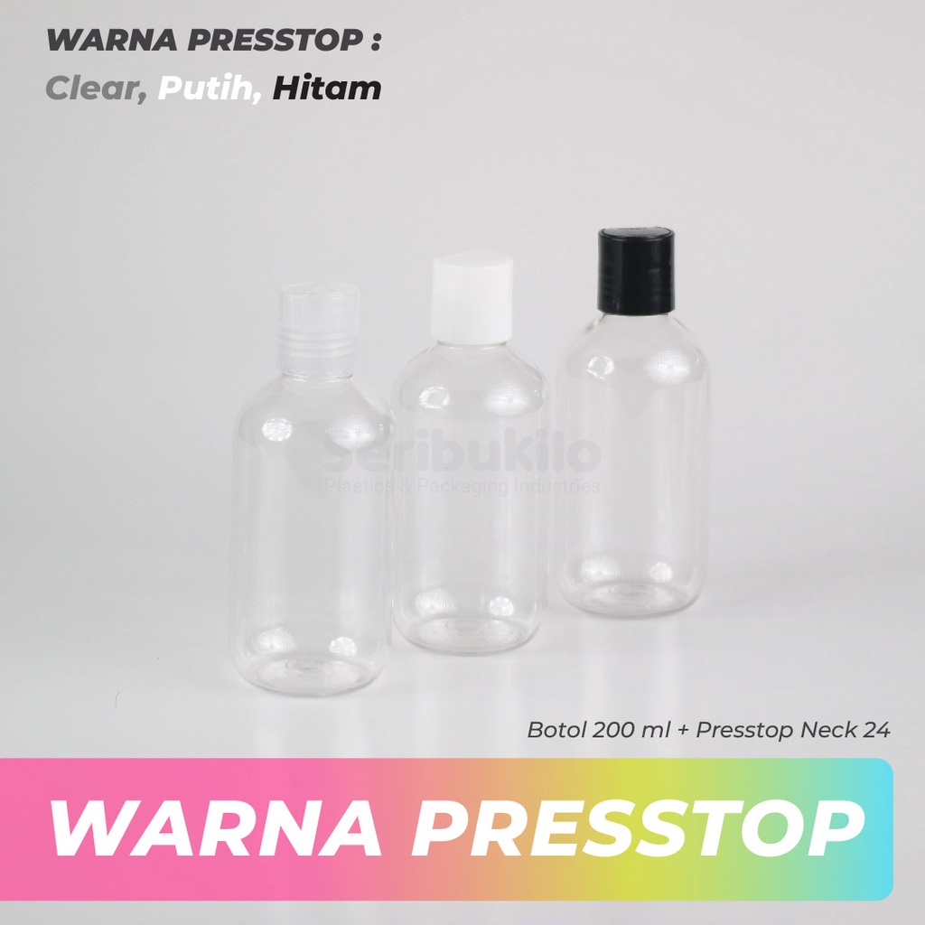 Botol Presstop SBR 200 ml / Botol PET 200 ml Presstop/Disctop SBR