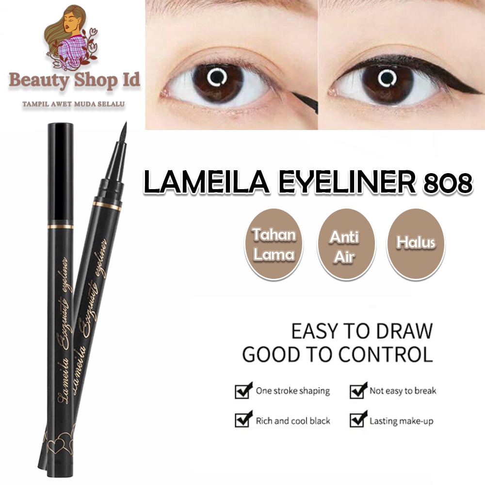 Beauty Jaya - Lameila 808 Exquisite Eyeliner Black Tahan Lama Dan Anti Air